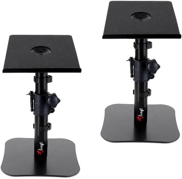Main image of Desktop Speaker Stands Pair, Sturdy Flat Base, Height & Tilt Adjusts