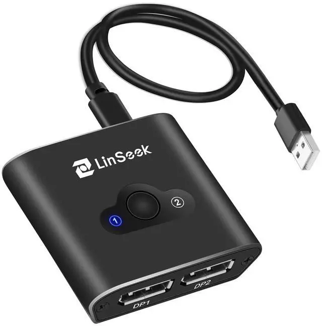 Main image of Displayport Switch 2 in 1 Out 4K@60Hz Display Port Switch Displayport Switcher DP 1.2 Bi-Directional 1 in 2 Out Switcher Compatible with TVs Monitors Laptops PC Projectors etc