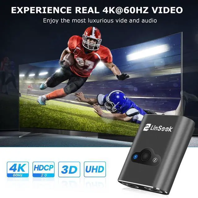 Alt view image 5 of 7 - Displayport Switch 2 in 1 Out 4K@60Hz Display Port Switch Displayport Switcher DP 1.2 Bi-Directional 1 in 2 Out Switcher Compatible with TVs Monitors Laptops PC Projectors etc