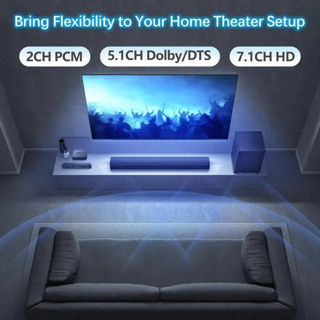 Alt view image 3 of 7 - 5 in 1 Out 4K@60Hz HDMI Switch Audio Extractor with Optical & 3.5mm Out, HDMI 2.0 Audio Splitter Support HDR 10, HDCP 2.2, 18Gbps, Dolby Vision Atmos, ARC, not eARC