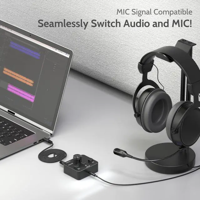 Alt view image 3 of 7 - AS-J3 TRRS 3.5mm Headphone Switcher (Microphone Signal Supported), 1/8 4-Pole Headset Selector, Bidirectional 2-In-1-Out or 1-In-2-Out Stereo A/B Audio Switcher for PC Laptop Computer