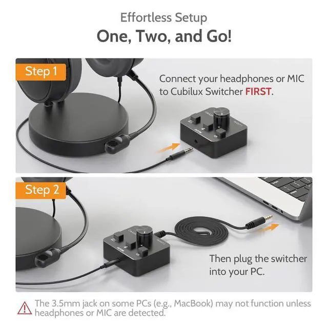 Alt view image 5 of 7 - AS-J3 TRRS 3.5mm Headphone Switcher (Microphone Signal Supported), 1/8 4-Pole Headset Selector, Bidirectional 2-In-1-Out or 1-In-2-Out Stereo A/B Audio Switcher for PC Laptop Computer