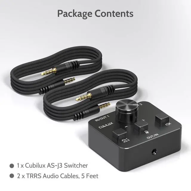 Alt view image 7 of 7 - AS-J3 TRRS 3.5mm Headphone Switcher (Microphone Signal Supported), 1/8 4-Pole Headset Selector, Bidirectional 2-In-1-Out or 1-In-2-Out Stereo A/B Audio Switcher for PC Laptop Computer