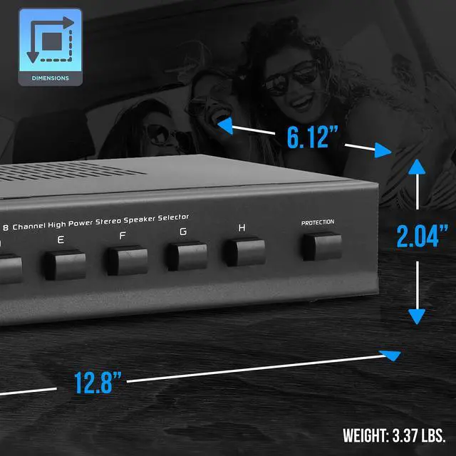 Alt view image 7 of 7 - Premium New and Improved 8 Zone Channel Speaker Switch Selector Hub Distribution Box for Multi-Channel High Powered Stereo Amplifier A/B/C/D Switches | 8 Pairs Of speakers - PSS8