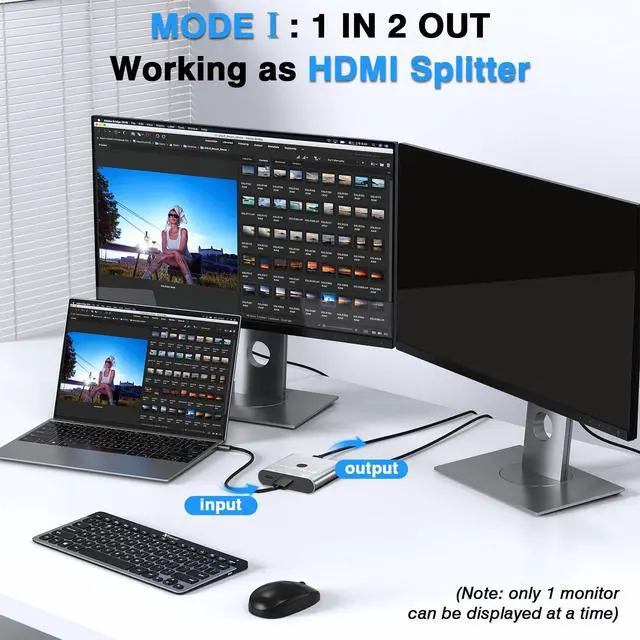 Alt view image 4 of 7 - HDMI 2.1 Switch Splitter 8K/16K, 2 in 1 Out HDMI Selector 4K@120HZ/240Hz 16K@30Hz/8K@60Hz Support DTS VRR HDR10+ Dolby, 48Gbps for Switch, PS5/4, Xbox, Roku, Firestick, TV etc.