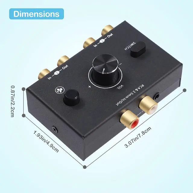 Alt view image 3 of 7 - RCA 3.5mm Port 1 in 2 Out / 2 in 1 Out Bi-Directional Audio Switcher, 2-Way Stereo L/R Sound Channel Speaker Headphone Audio Switch Selector Splitter Box