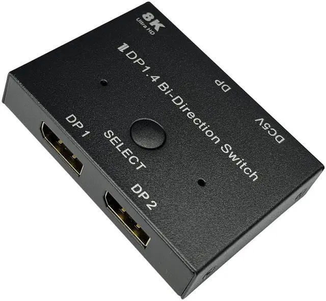 Main image of Bi-Directional DisplayPort Switch 8K60Hz Display Port 1.4 switcher Box 4K@144Hz 2in1out 1 in 2 Out for only Showing one Monitor at a time.Does not Support Multi-Screen functionality (Iron Shell)