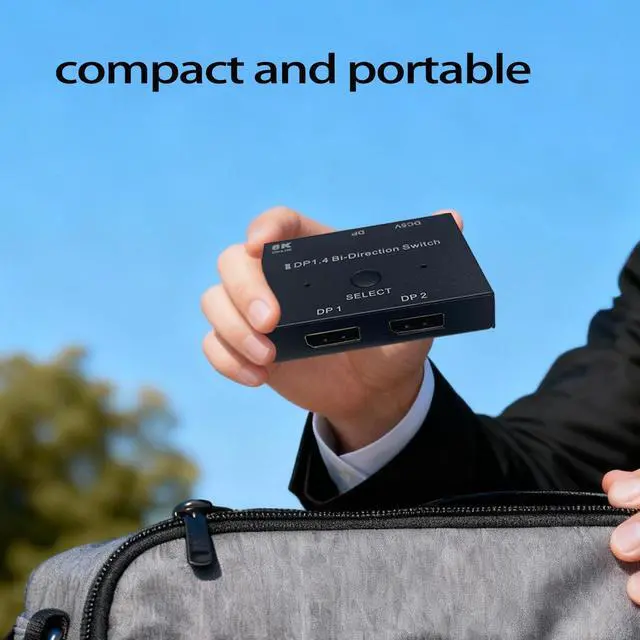 Alt view image 7 of 7 - Bi-Directional DisplayPort Switch 8K60Hz Display Port 1.4 switcher Box 4K@144Hz 2in1out 1 in 2 Out for only Showing one Monitor at a time.Does not Support Multi-Screen functionality (Iron Shell)