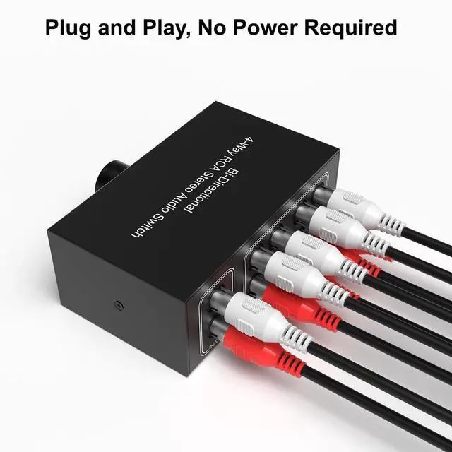 Alt view image 5 of 6 - 4-Way Stereo Audio Selector, Bi-Directional L/R Audio Switcher Splitter Box Suitable for Connecting Blu-ray Players or DVD Players to Multiple Stereo Speakers (4in1out/1in 4out)