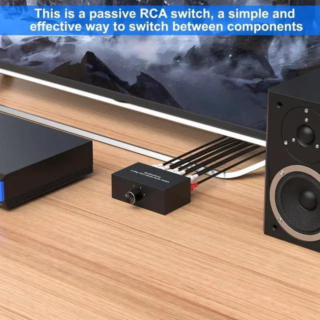 Alt view image 6 of 6 - 4-Way Stereo Audio Selector, Bi-Directional L/R Audio Switcher Splitter Box Suitable for Connecting Blu-ray Players or DVD Players to Multiple Stereo Speakers (4in1out/1in 4out)