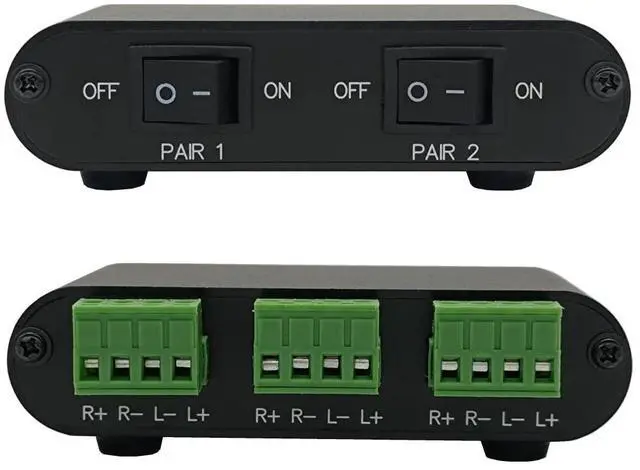 Main image of 2-Way audio stereo Speaker selector Switcher Box, Combiner Multi Zone A B Speaker Switch Distribution Controller Box - P21