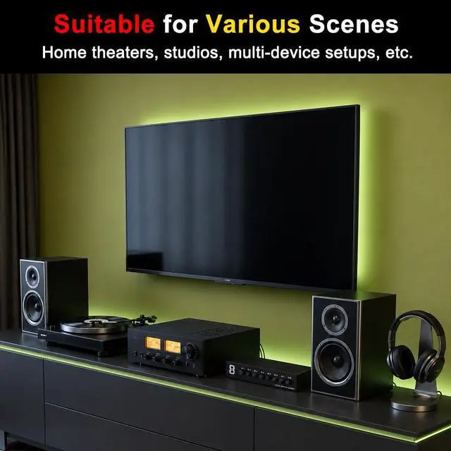 Alt view image 5 of 7 - 3.5mm Aux + RCA L/R Bi-Directional Stereo Audio Switch 8 in 1 Out A/B Analog Audio Switcher Selector