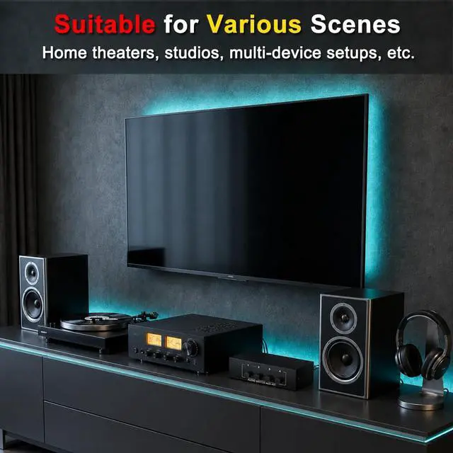 Alt view image 5 of 7 - 3.5mm Aux + RCA L/R Bi-Directional Stereo Audio Switch 4 in 1 Out A/B Analog Audio Switcher Selector