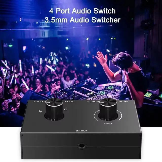 Alt view image 4 of 7 - 3.5mm Audio Switch 4-in 1-out/1-in 4-Out Bidirectional Stereo Switch 4 Way Switch Selector Splitter Box Headphone Amplifier