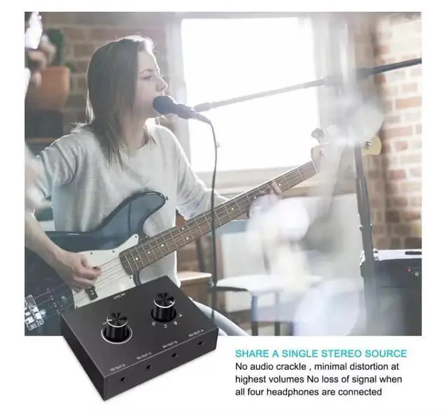 Alt view image 7 of 7 - 3.5mm Audio Switch 4-in 1-out/1-in 4-Out Bidirectional Stereo Switch 4 Way Switch Selector Splitter Box Headphone Amplifier