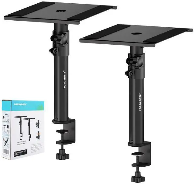 Main image of Set of 2 Studio Monitor Stands Desktop Speaker Stands Height Adjustable 12" to 18" Speaker Stands with Desk Clamp