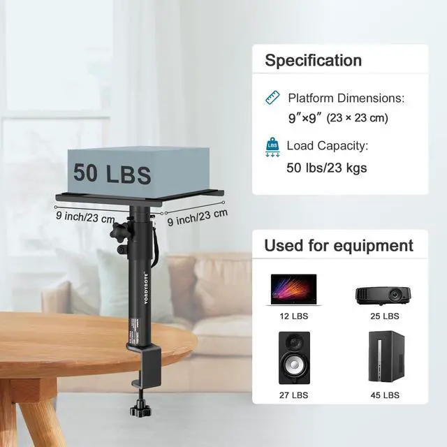 Alt view image 6 of 7 - Set of 2 Studio Monitor Stands Desktop Speaker Stands Height Adjustable 12" to 18" Speaker Stands with Desk Clamp