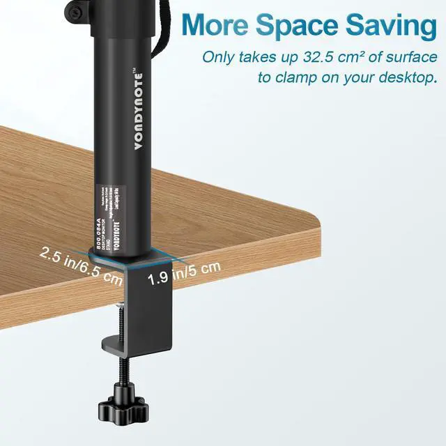 Alt view image 4 of 7 - Set of 2 Studio Monitor Stands Desktop Speaker Stands Height Adjustable 12" to 18" Speaker Stands with Desk Clamp