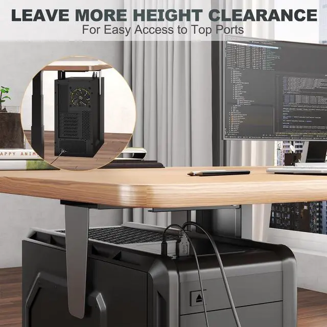 Alt view image 5 of 7 - Heavy Duty Under Desk PC-Mount - Fits Most Middle & Full Tower, Height Adjustable Underdesk Computer Mount Holder with Protective Padding, Max Load 55lbs, Black