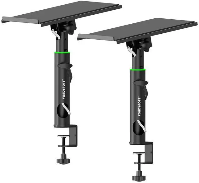 Main image of Pair of Studio Monitor Stands Desk Clamp Speaker Stands 0-12°Tilt Height Adjustable with Cable Management