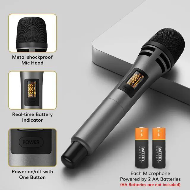 Alt view image 5 of 7 - Wireless Microphones System with 4x10 Channels Cordless Handheld Microfono Inalambrico, 60 m/200FT UHF Range, Mics with Stable Signal Transmission for Karaoke Singing Party Church Wedding