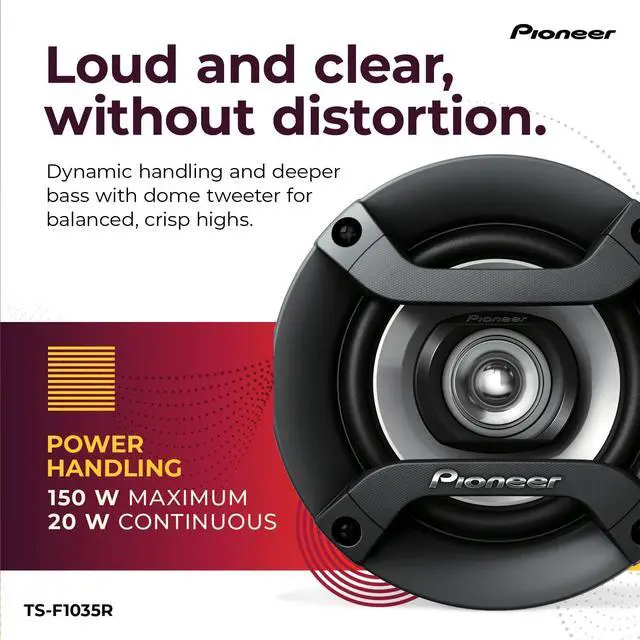 Alt view image 4 of 7 - F-Series TS-F1035R 4 2-Way Speakers (Pair) 150W Max, Balanced Sound + Smooth Treble, Great Stock Replacement, High-Efficiency Speaker Designed for OEM Power