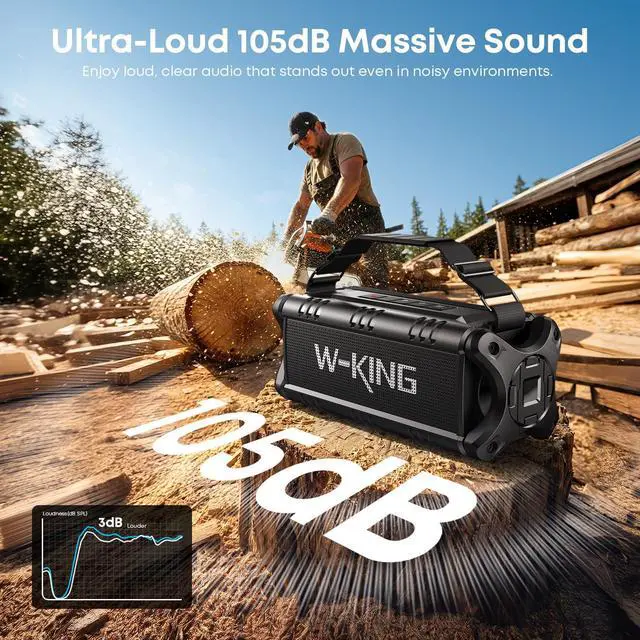 Alt view image 7 of 7 - Bluetooth Speaker, 90W Max Loud IPX6 Waterproof Portable Speaker, 50W Deep Bass/Subwoofer *2/40H/EQ/TF/AUX, 105dB Large Boombox Outdoor Speakers Bluetooth Wireless for Party/Camping/Jobsite