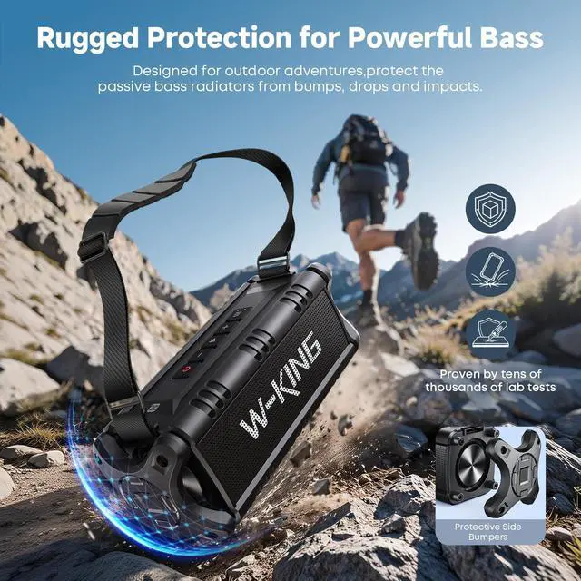 Alt view image 4 of 7 - Bluetooth Speaker, 90W Max Loud IPX6 Waterproof Portable Speaker, 50W Deep Bass/Subwoofer *2/40H/EQ/TF/AUX, 105dB Large Boombox Outdoor Speakers Bluetooth Wireless for Party/Camping/Jobsite