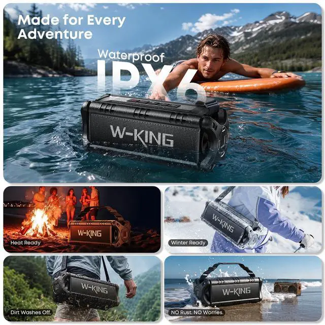 Alt view image 3 of 7 - Bluetooth Speaker, 90W Max Loud IPX6 Waterproof Portable Speaker, 50W Deep Bass/Subwoofer *2/40H/EQ/TF/AUX, 105dB Large Boombox Outdoor Speakers Bluetooth Wireless for Party/Camping/Jobsite