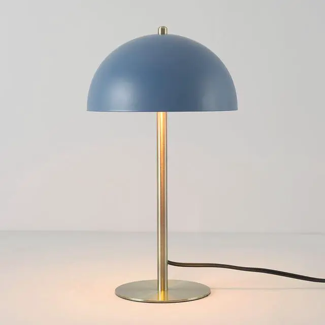 Alt view image 3 of 7 - 15" Blue Desk Lamp with Brass Accents, in-Line On/Off Rocker Switch, Ideal for Bedroom, Office Decor, Home Essentials, Reading Light, LED Bulb Compatible
