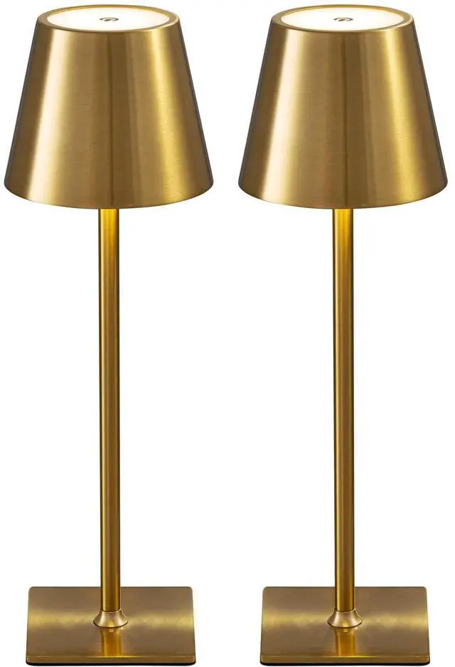 Main image of 2 Pack Cordless Table Lamp,Portable LED Desk Lamp, 4000mAh Battery Operated, 3 Color Stepless Dimming Up, for Restaurant/Bedroom/Bars/Outdoor Party/Camping/Coffee Shop Night Light(Gold)