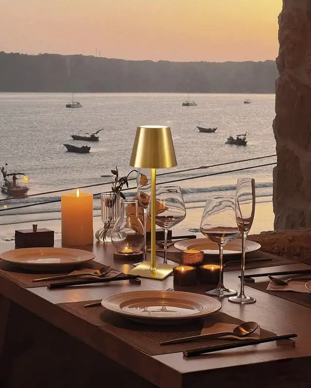 Alt view image 7 of 7 - 2 Pack Cordless Table Lamp,Portable LED Desk Lamp, 4000mAh Battery Operated, 3 Color Stepless Dimming Up, for Restaurant/Bedroom/Bars/Outdoor Party/Camping/Coffee Shop Night Light(Gold)