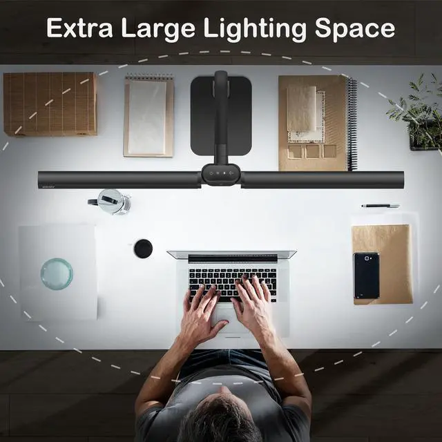 Alt view image 4 of 7 - Desk Lamp with USB Charging Port for Home Office 24w Architect Remote Base Dual Task Led Light Modern 5 Color Modes Dimmable Adjustable Gooseneck Double Head Reading Drafting Eye Caring Tall Lamps