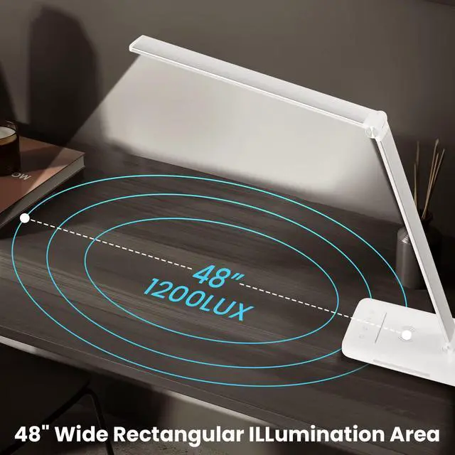 Alt view image 6 of 7 - LED Desk Lamp with Night Light, Fast Wireless Charger, USB Charging Port, 10 Brightness, 5 Color Modes, Dimmable Bedside Table Lamp for Bedroom, Touch Control, Auto Timer, 1200Lux Super Bright