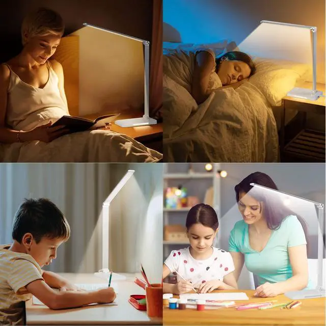 Alt view image 7 of 7 - LED Desk Lamp with Night Light, Fast Wireless Charger, USB Charging Port, 10 Brightness, 5 Color Modes, Dimmable Bedside Table Lamp for Bedroom, Touch Control, Auto Timer, 1200Lux Super Bright