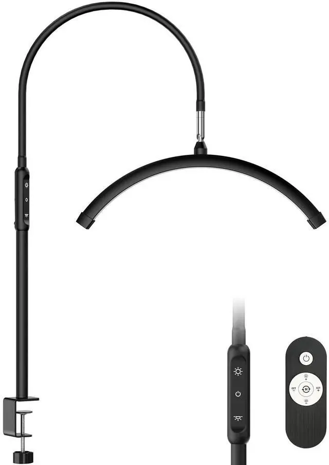 Main image of Half Moon Light with Clamp, LED Manicure Table Lamp, Desk Lamp for Nail Desk, Eyelash Extensions, Skincare and Tattoo, 5 Brightness Levels and 5 Color Modes, Remote Control (Black)