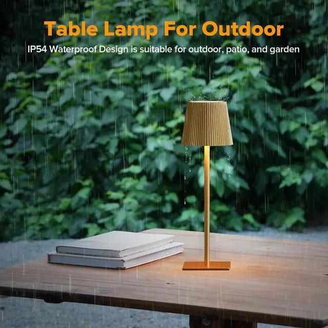 Alt view image 5 of 7 - 4 Pack Cordless Table Lamp,6000mAh Rechargeable Battery Operated Desk Lamp,Two Adjustable Heights,Waterproof, Touch Control & 3 Color Stepless Dimming for Restaurant/Bedroom/Bars/Outdoor (Gold)
