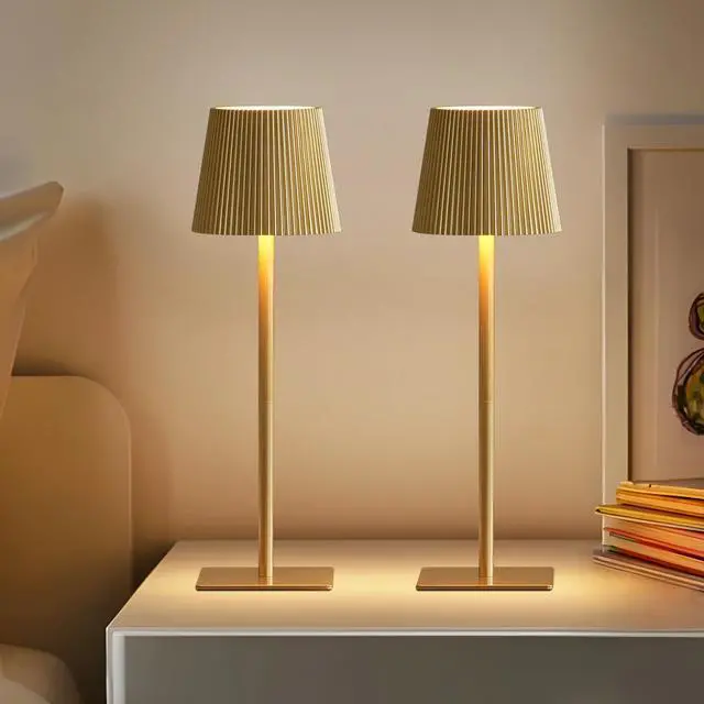 Alt view image 7 of 7 - 4 Pack Cordless Table Lamp,6000mAh Rechargeable Battery Operated Desk Lamp,Two Adjustable Heights,Waterproof, Touch Control & 3 Color Stepless Dimming for Restaurant/Bedroom/Bars/Outdoor (Gold)