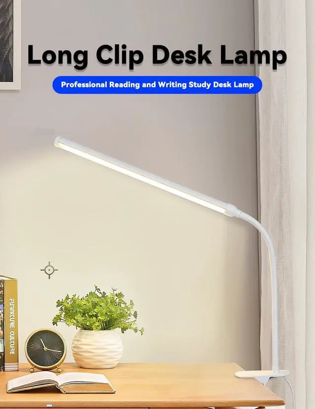 Alt view image 2 of 7 - 2-Pack LED Desk Lamp with Clamp,College Dorm Room Students Study Reading Desk Lights,Dimming,Hose Desk Lamps,Home Office Computer Light,gooseneck,Swing Arm Work Table Lamps,Clip Bed Light