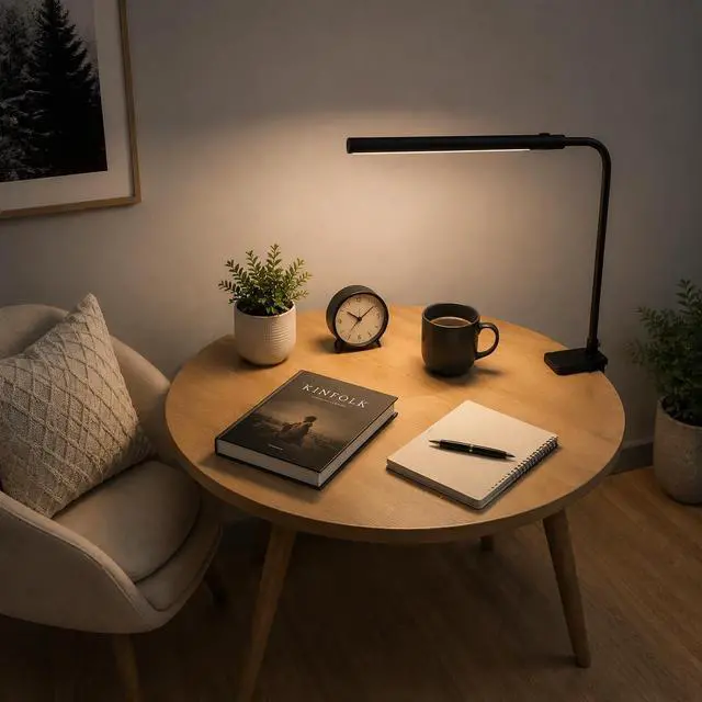 Alt view image 6 of 7 - LED Desk Lamp with Clamp, 5 Color Modes & 10 Brightness Levels, Eye-Caring Desk Light, Flexible Gooseneck, Memory Function, Adapter Included for Home Office, Reading & Study