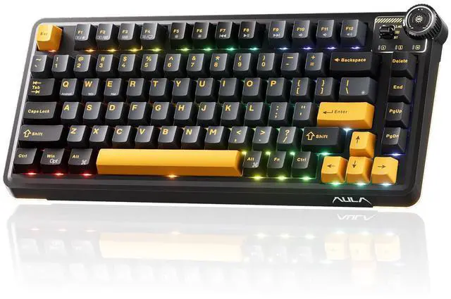 Main image of AU75 Wireless Mechanical Keyboard, x Aula 75% Hot-Swappable RGB Gaming Keyboard with Multi-Device Connectivity, Customizable LED Backlit, Knob Control, PBT Keycaps for Windows, Mac, PC, Tablet
