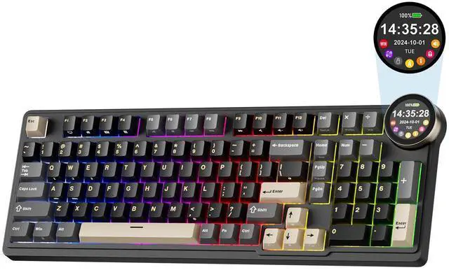 Main image of N99 Wireless Mechanical Keyboard with Screen & Knob, BT/2.4G/USB-C, 96% Hot Swappable Custom Keyboard, Pre-lubed Linear Switches, Gasket Mount, RGB Gaming Keyboards