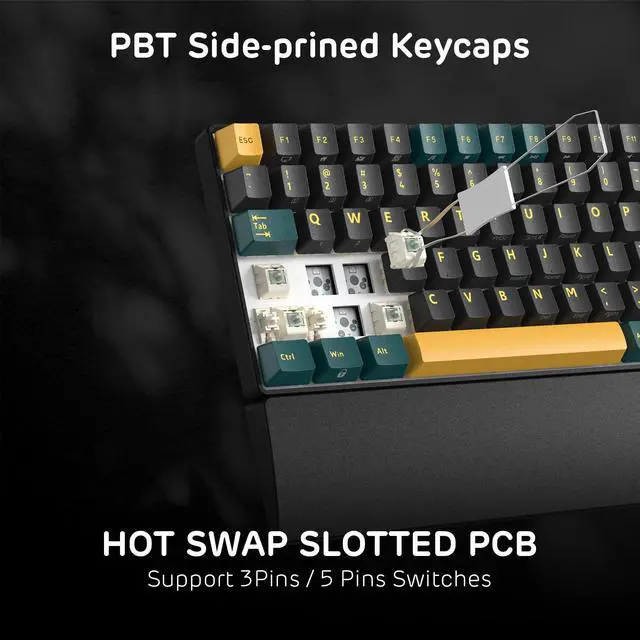 Alt view image 6 of 7 - RK96 RGB Limited Ed, 90% 96 Keys Wireless 3-Mode BT5.0/2.4G/USB-C Hot Swappable Mechanical Keyboard w/Wrist Rest, Volume Control, Software, Massive Battery, RK Viridian Switch