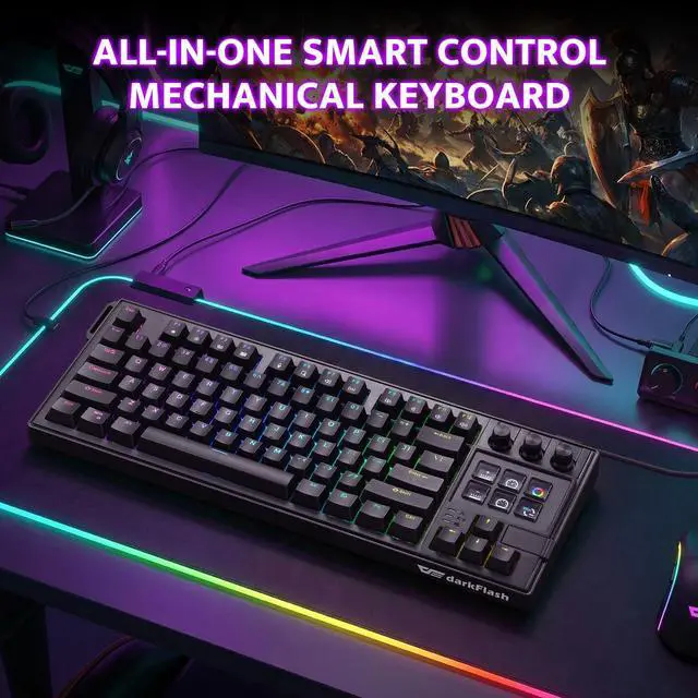 Alt view image 6 of 7 - K87PRO TKL Mechanical Keyboard with 6 LCD Stream Control Keys & 3 Media Knobs Gasket Mount, Hot-Swappable RGB Gaming & Streaming Macro Keyboard for PC & Mac (Black)