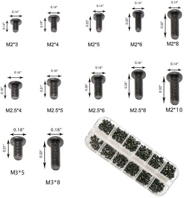 Alt view image 2 of 2 - 240pcs 12 Sizes Laptop Screws Kit, Notebook Computer Replacement Screws Assortment Kit,M2 M2.5 M3, for Lenovo Toshiba Gateway Samsung HP IBM Dell Sony Acer Asus SSD Hard Disk SATA SSD M.2