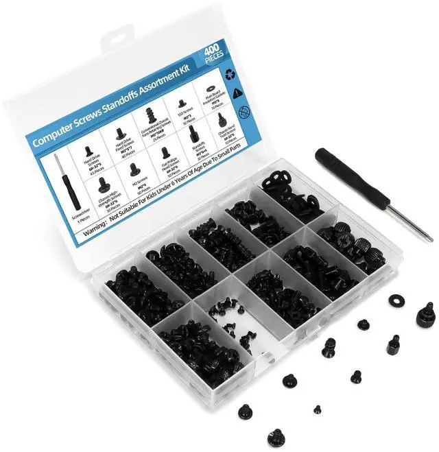 Main image of 400PCS Computer Screws Assortment Kit with Screwdriver Motherboard Standoffs Screws for Universal Motherboard, HDD, SSD, Hard Drive,Fan, Power Supply, Graphics, PC Case, DIY Installation and Repair