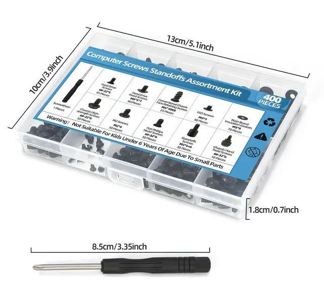 Alt view image 5 of 7 - 400PCS Computer Screws Assortment Kit with Screwdriver Motherboard Standoffs Screws for Universal Motherboard, HDD, SSD, Hard Drive,Fan, Power Supply, Graphics, PC Case, DIY Installation and Repair