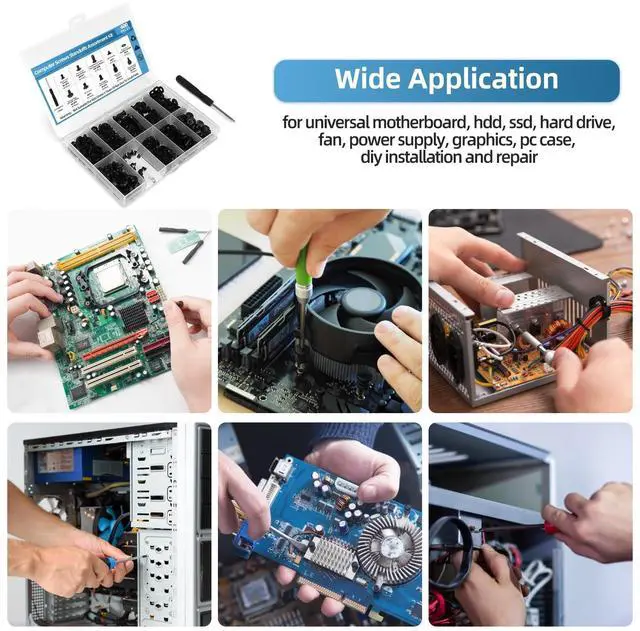 Alt view image 7 of 7 - 400PCS Computer Screws Assortment Kit with Screwdriver Motherboard Standoffs Screws for Universal Motherboard, HDD, SSD, Hard Drive,Fan, Power Supply, Graphics, PC Case, DIY Installation and Repair