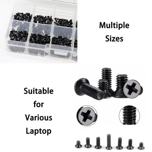Alt view image 5 of 6 - Laptop Repair Screw Kit 500PCS Black Zinc Plated M2 M2.5 M3 Flat Head Machine Screws for SSD, Motherboard & Electronics Repair with 1g Gold Thermal Grease