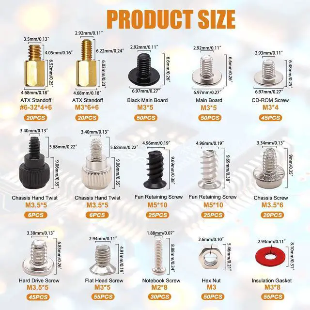 Alt view image 2 of 6 - 502PCS Computer Screw Assortment Kit Motherboard Standoffs Screws Laptop Screws for HDD Hard Drive,PC Case,Fan,ATX Case, SSD,CD-ROM
